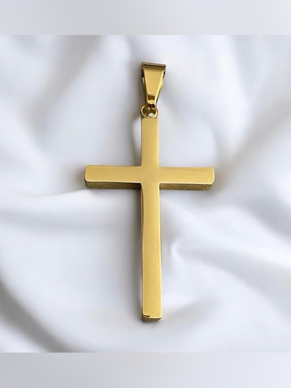 14 Karat Gold Plated Men’s Stainless Steel 1.54” x 0.98” Cross - Picture 1 of 6